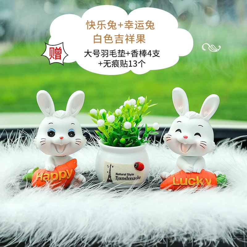 Set Decal thỏ Happy&amp;Lucky.Trang trí Taplo oto-Thiết kế ngộ nghĩnh trang trí phòng,bàn làm việc