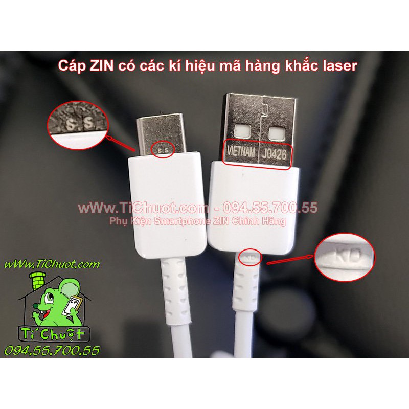 [ZIN] Cáp Sạc Nhanh Type-C Samsung ngắn 20cm 35cm Chính Hãng
