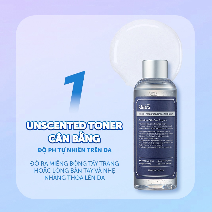 Nước hoa hồng dưỡng ẩm se khít lỗ chân lông Klairs Supple Preparation Toner 180ml