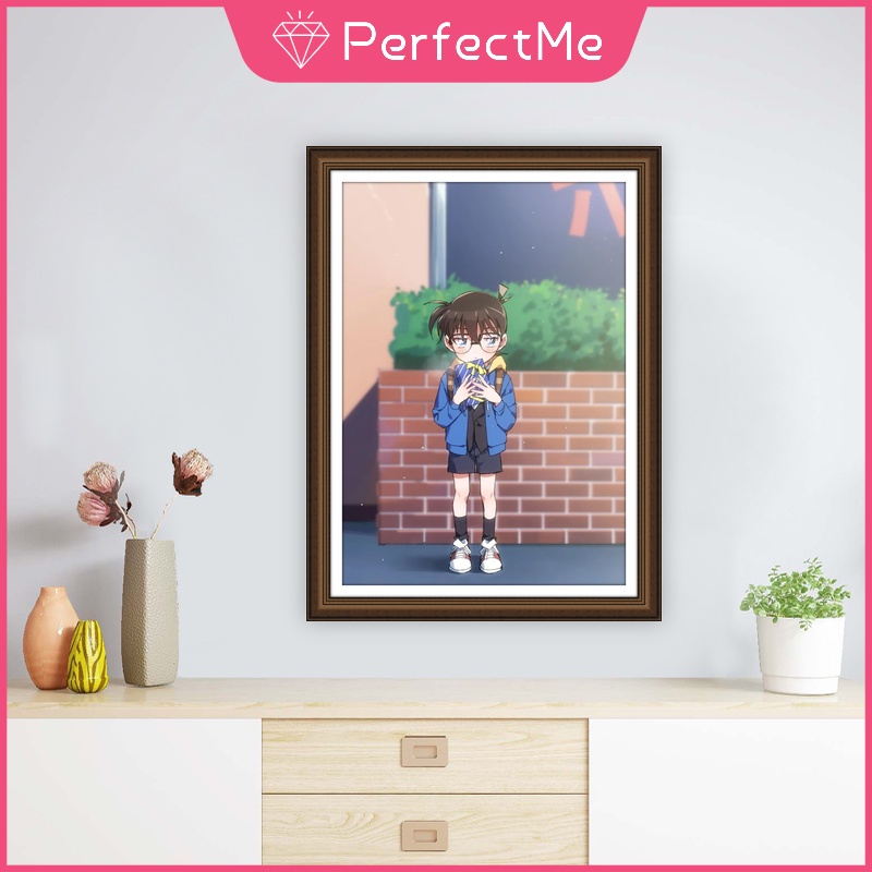 Bộ tranh đính đá 5D họa tiết thám tử Conan độc đáo kích thước 30x40cm DIY