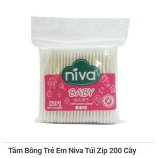 Tăm Bông Trẻ Em Niva Túi Zip 200 Cây