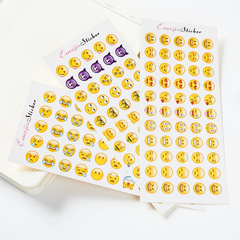 12 tờ Miếng dán trang trí bằng nhựa hình emoji