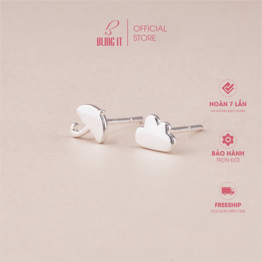 Khuyên Tai Bạc Nữ 925 BLING IT Thiết Kế Hình Đám Mây Cây Dù Phong Cách Nữ Tính Đơn Giản - BIBT583