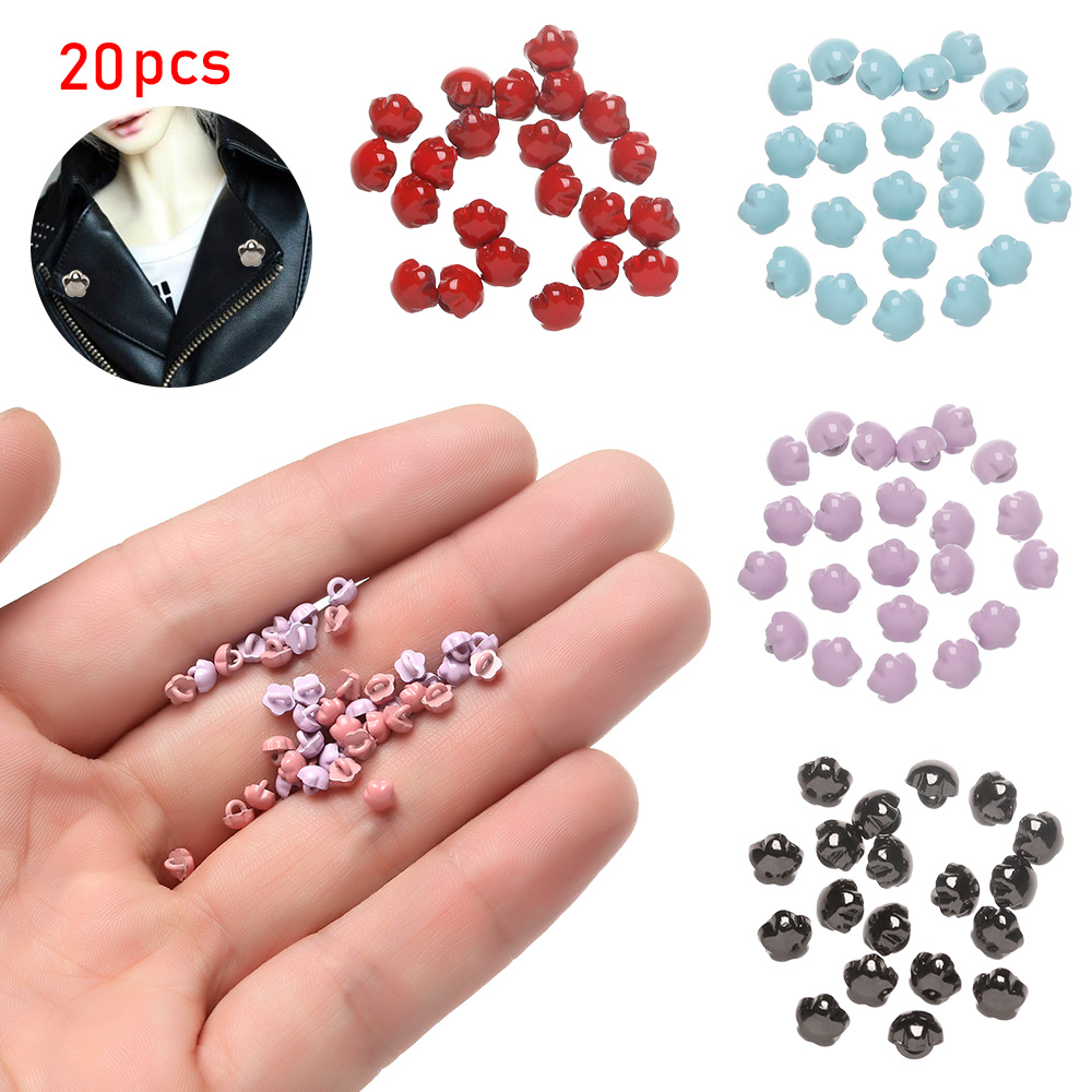 Bộ 20 Nút Kim Loại Mini 4mm In Họa Tiết Hoa Dễ Thương Trang Trí Quần Áo Búp Bê DIY