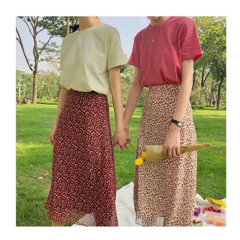 VÁY HOA NHÍ DÁNG DÀI MIDI ULZZANG ( hình thật/ sẵn)