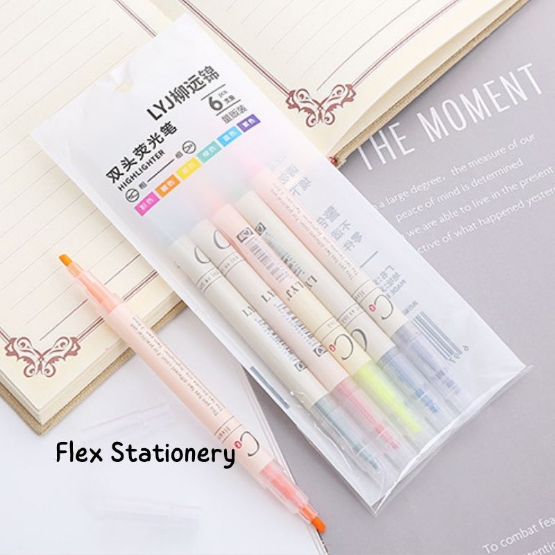 SET 6 BÚT HIGHLIGHT , BÚT DẠ 2 ĐẦU 6 MÀU, ĐÁNH DẤU DÙNG CHO HỌC SINH, SINH VIÊN