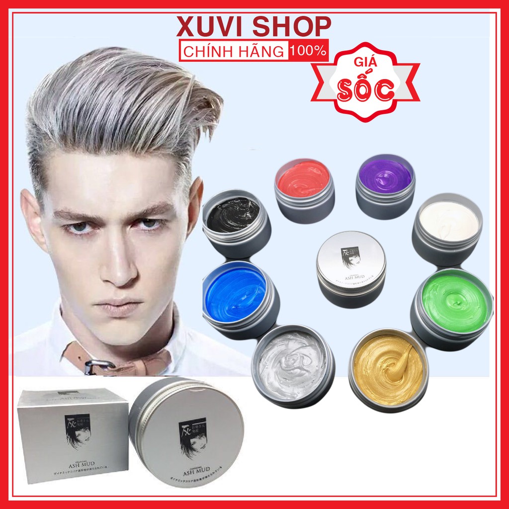 Sáp Vuốt Nhuộm Tóc Tạo Kiểu Đổi Màu Tạm Thời ASH MUD Nhật Bản 9 Màu 120g Chính Hãng (xám khói, xanh dương) - XUVI SHOP