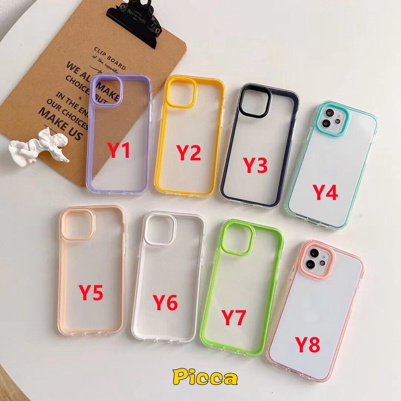 Ốp Điện Thoại TPU Mềm Trong Suốt Chống Sốc Màu Macaron 3 Trong 1 Cho IPhone 7 8 Plus 11 12 13 Pro Max XR XS X SE 2020
