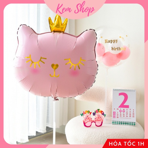 Bóng hình mặt mèo vương miện đáng yêu dễ thương size đại - K211