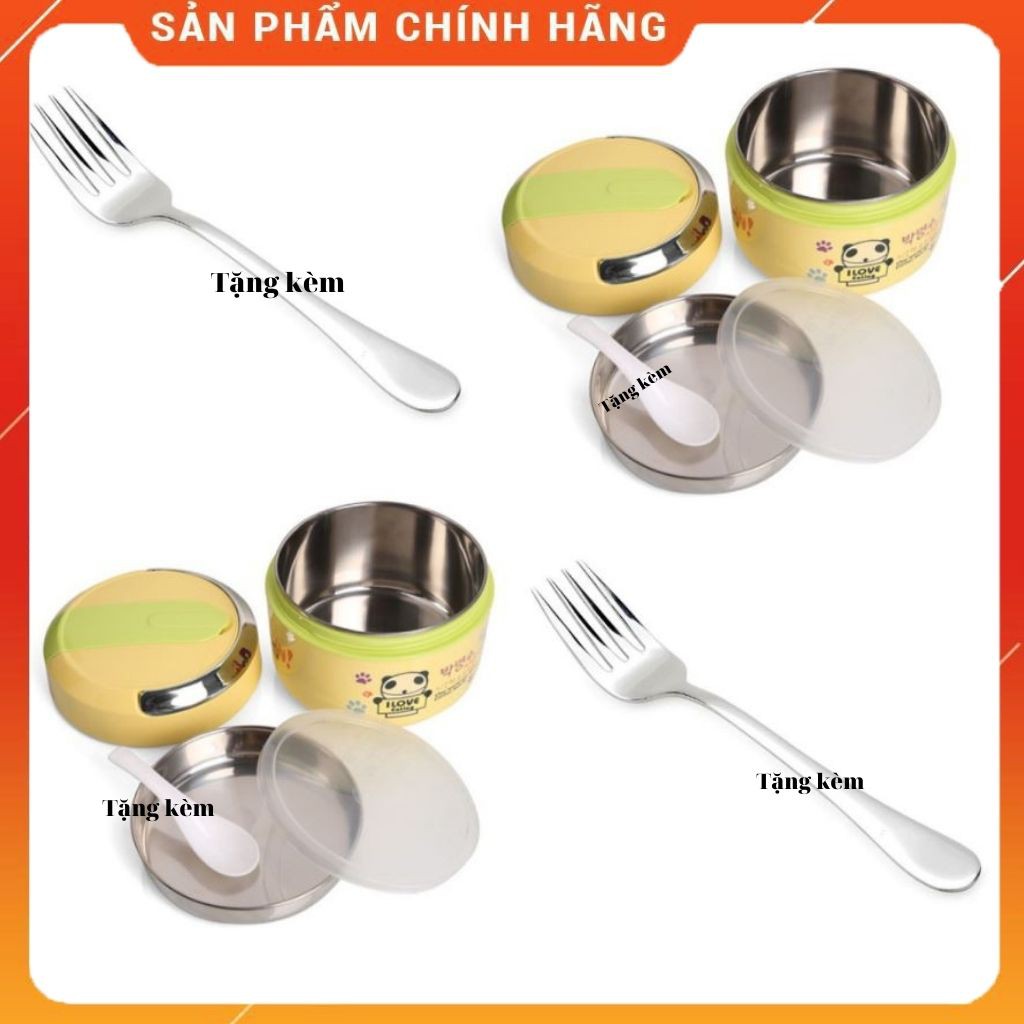 Cặp lồng cơm giữ nhiệt QQ 4 cỡ Hàn - Cà mên giữ nhiệt 2 ngăn inox Hàn Quốc [ TẶNG KÈM 1 THÌA và 1 Dĩa inox /1 CẶP LỒNG ]