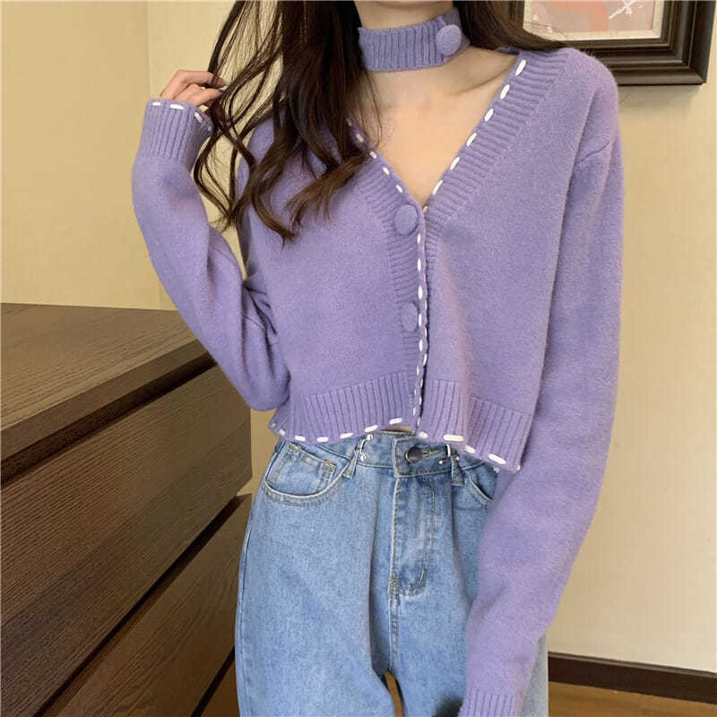 Áo Kiểu Nữ Sweater Women's Wear Loose New Pullover Short Knitwear Top Temperament Fashion