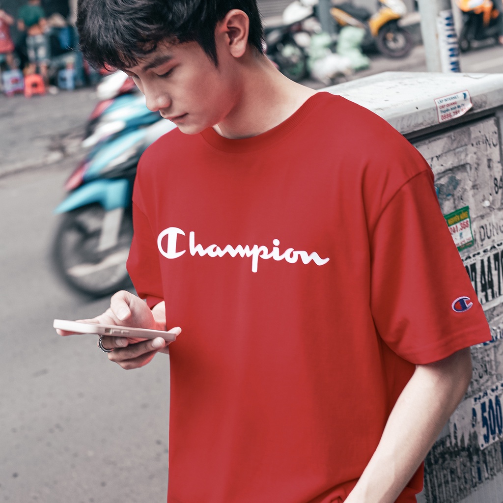 ÁO THUN CHAMPION BIG LOGO CHỮ IN MÀU ĐỎ