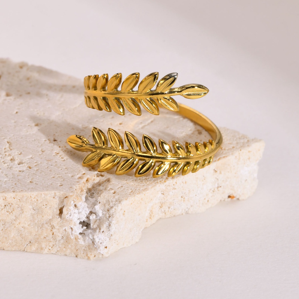 Vnox Nhẫn Hở Hình Chiếc Lá Màu Vàng Sáng Tạo Thời Trang Mới Cho Nữ