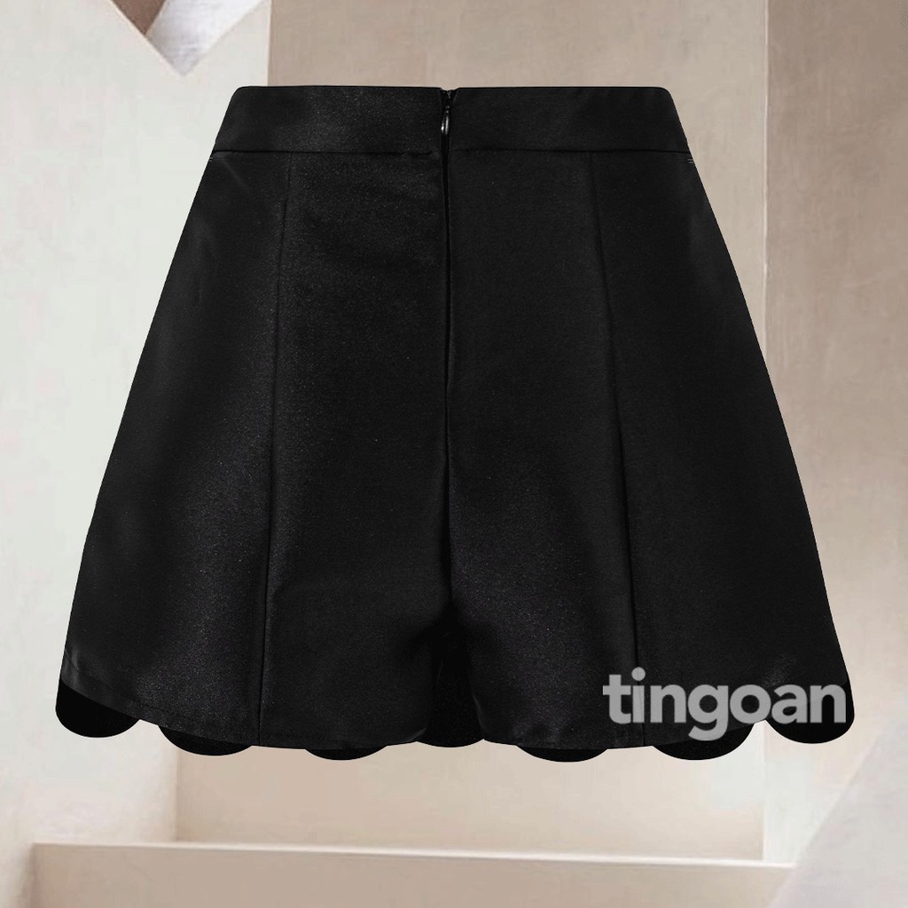 Quần váy tafta cạp cao lượn tafta đen tingoan TAKE MY HEART SKORT/BL