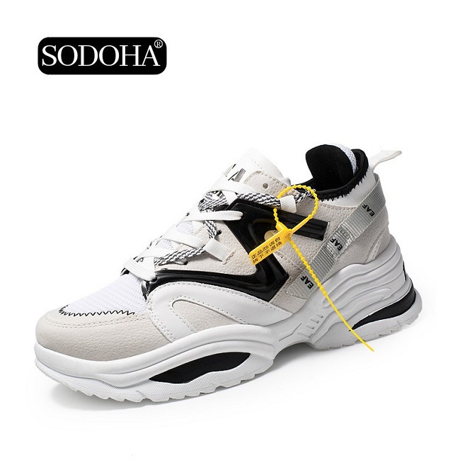 Giày Sneaker Nam SODOHA SDH111NM Màu Trắng Phối Đen