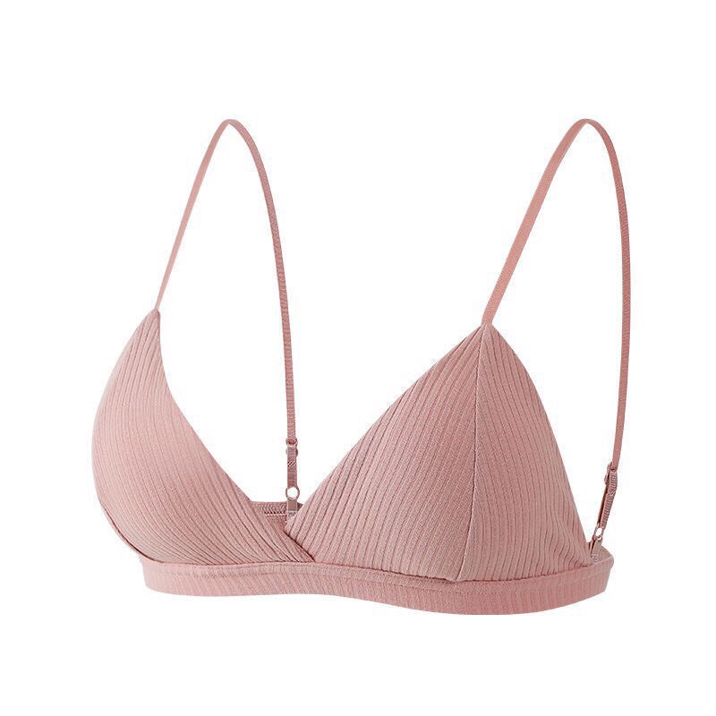 Áo Lót Nữ Cotton Thun Gân 2 Dây Đệm Mỏng Không Gọng 1 Móc Cài Sau Tiện Lợi Hieu Store24h - 812