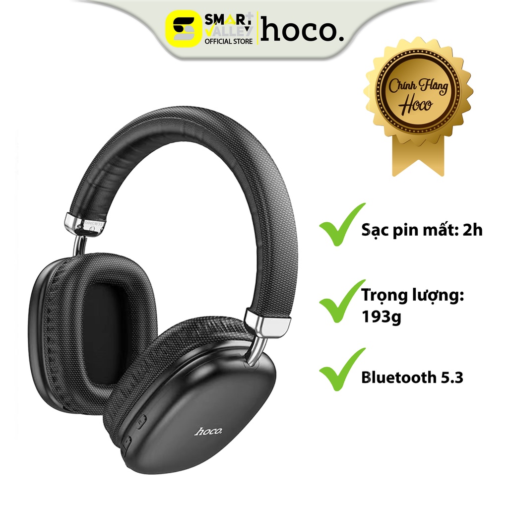 Tai Nghe Chụp Tai Hoco W35 - Pin Siêu Trâu 40h, Bluetooth V5.3, Kiểu Dáng Sang Trọng, Chống Ồn, Chống Thấm Nước.