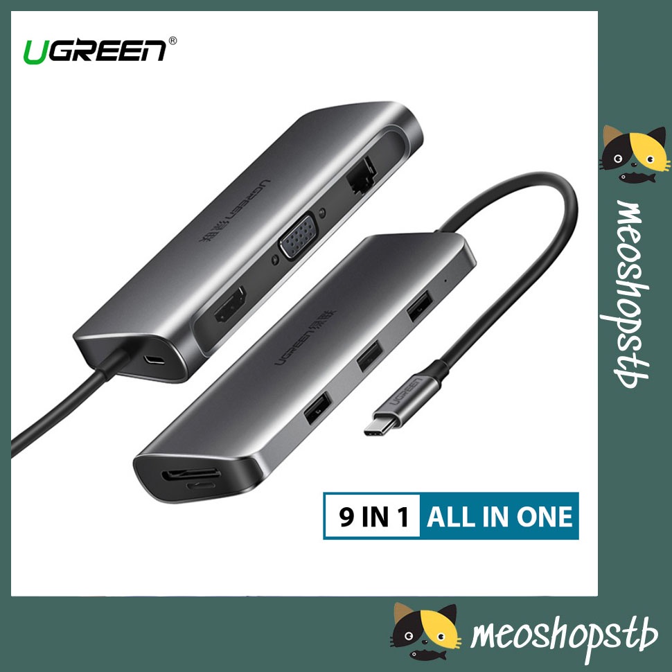 [Mã 159ELHA giảm 7% đơn 300K] UGREEN (40873) CÁP CHUYỂN USB TYPE C SANG 3*USB 3.0+HDMI+RJ45+SD&TF