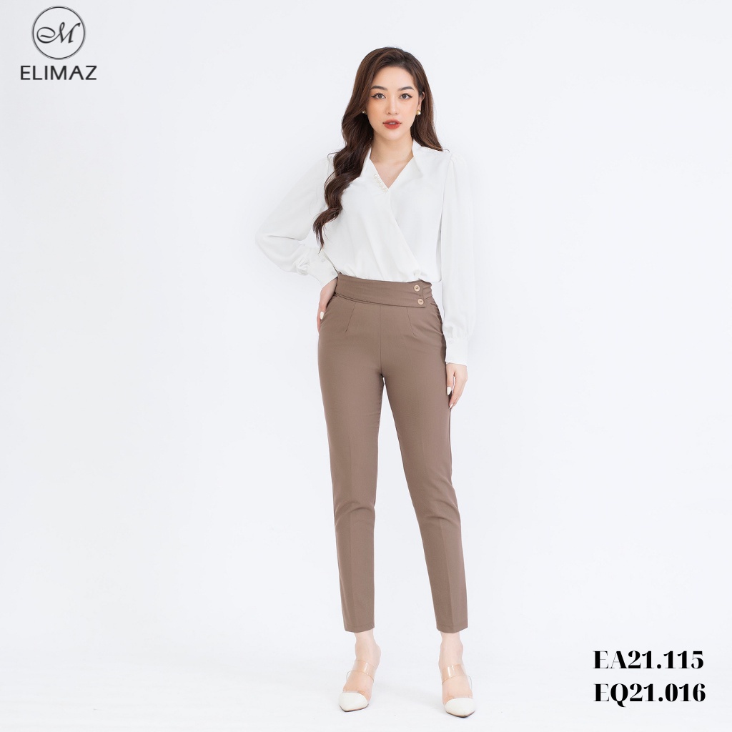 Quần âu nữ Elimaz công sở lưng cao 2 khuy eo chất liệu tuýt si cao cấp EQ21.016 - HÀNG MỚI VỀ
