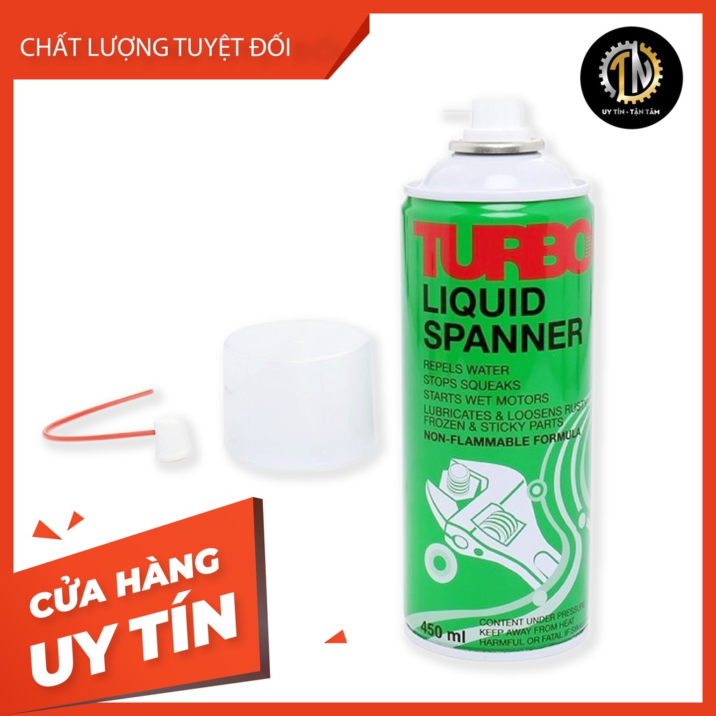 Chai xịt vệ sinh sên, chống rỉ sét, tẩy đa năng và bôi trơn Turbo Liquid Spanner USA 450ml