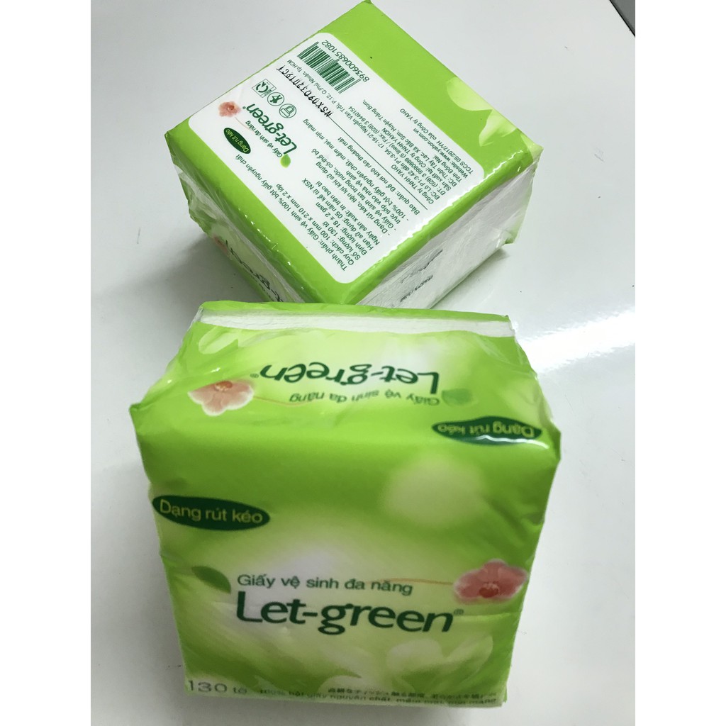 Khăn Giấy Ăn Đa Năng Let-green Tiện Lợi Dạng Rút | 130 tờ/bao - 180 tờ/bao