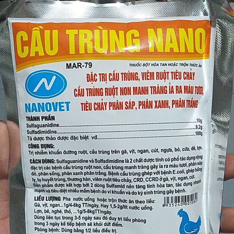 Cầu trùng nano gà phân máu tươi phân sáp xanh trắng vịt ngan lợn thú y for pet đi ỉa gà đá chọi, chim, thú cưng