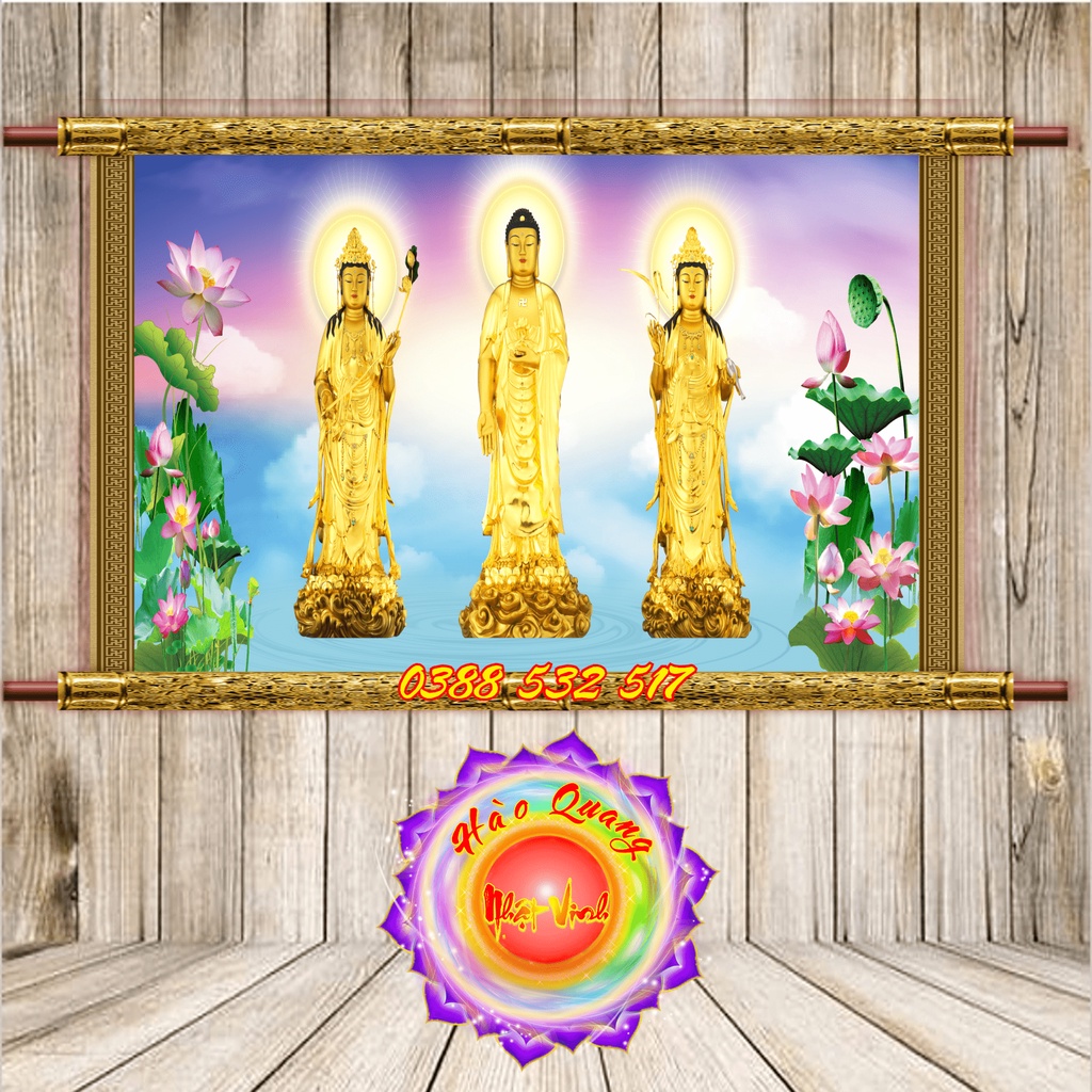 Tranh Tây Phương Tam Thánh Treo Tường Chất Liệu Phim Backlit Nhiều Kích Thước