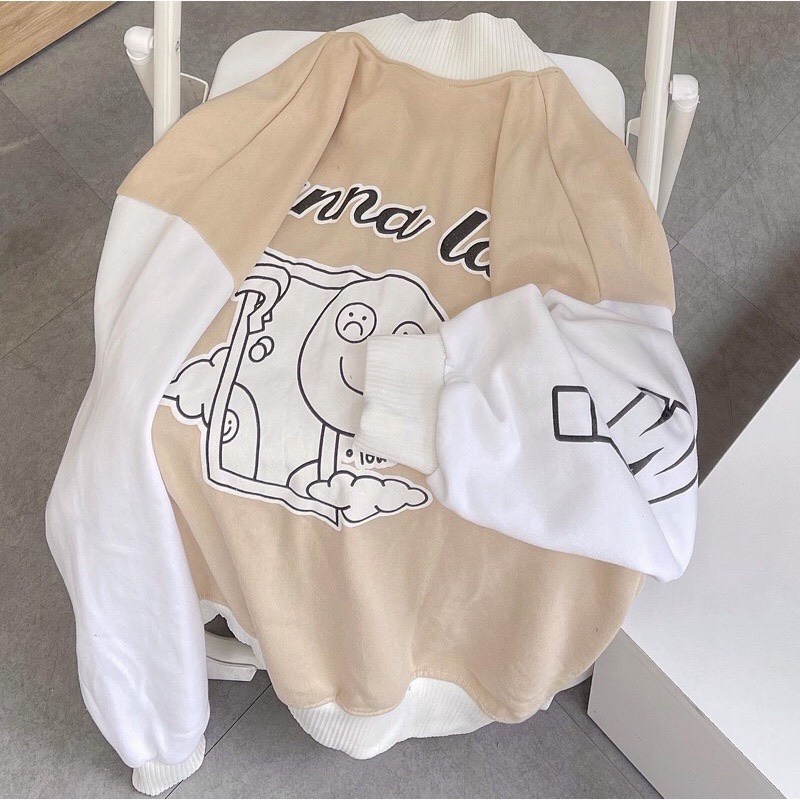 Khoác nỉ ngoại bomber in hình unisex &lt; 70kg