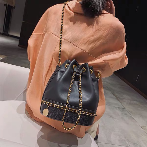Túi Bucket đeo chéo nữ dây xích, túi khóa rút sang chảnh dễ thương