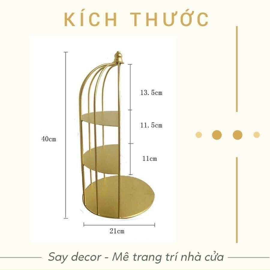 KỆ ĐỰNG MỸ PHẨM LỒNG CHIM 3 TẦNG ĐỂ BÀN ( TỔNG KHO GIA DỤNG GIÁ RẺ )