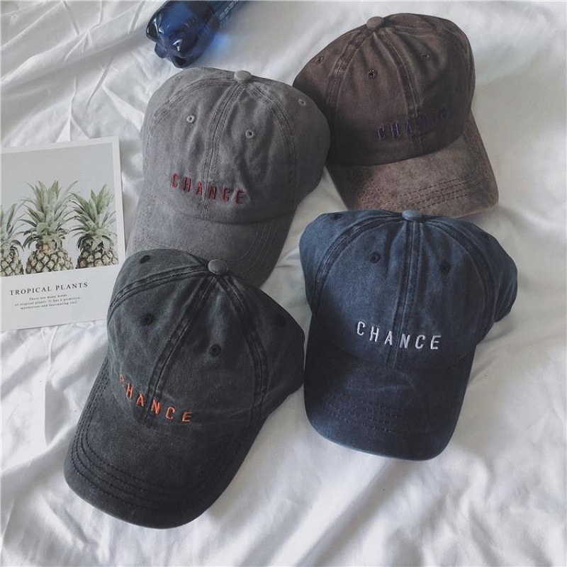 Mũ lưỡi trai denim thêu chữ phong cách Hàn Quốc