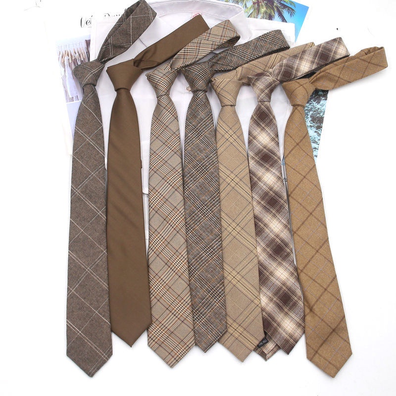 [Aishang Trang Sức Đẹp] Cà Vạt Dài Màu Nâu / Nâu / Mơ Kẻ Sọc Phong Cách Đại Học Cho Nam Và Nữ