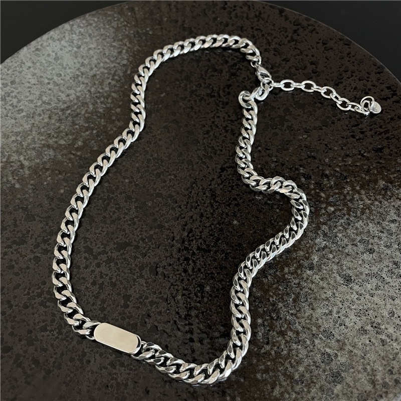 Dây Chuyền Thép Titan Mặt Hình Chữ Nhật Bo Góc Streetstyle - Vòng Cổ Thép Không Gỉ Phong Cách Châu Âu Mỹ