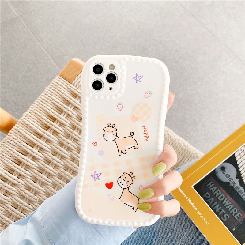 Ốp lưng iphone Hươu Happy viền nổi 3D cong  5/5s/6/6plus/6s/6splus/7/7plus/8/8plus/x/xr/xs/11/12/pro/max/plus/promax | BigBuy360 - bigbuy360.vn
