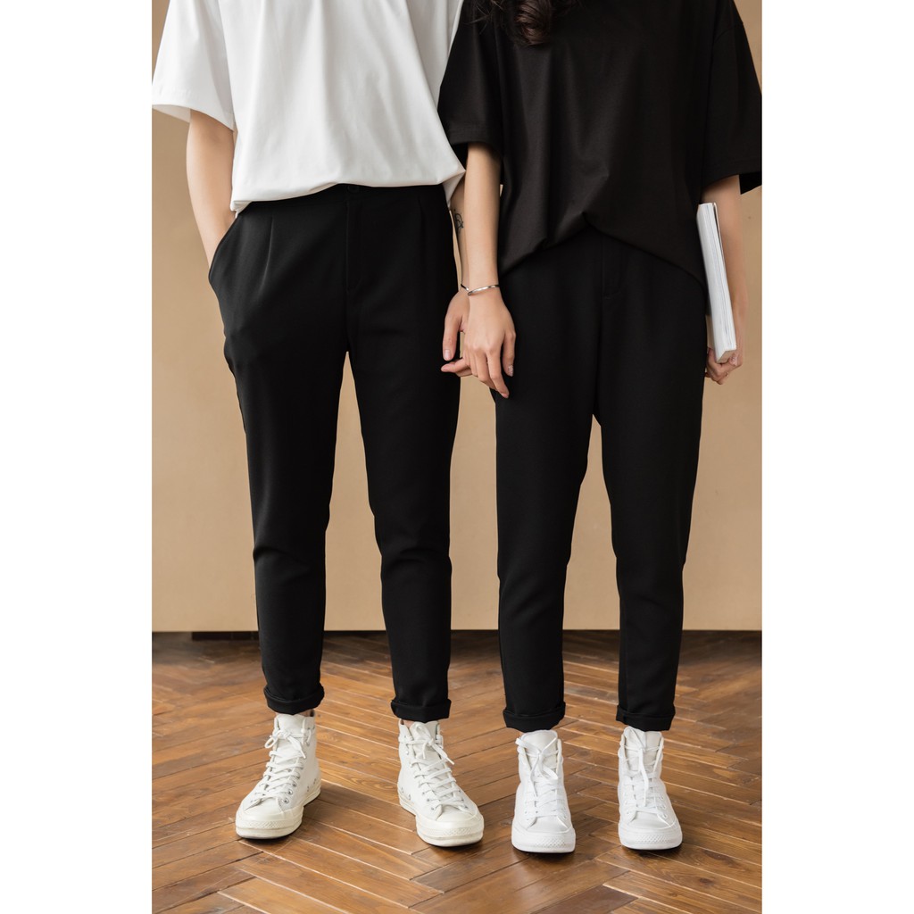 [Mã SKAMSALE07 giảm 10% tối đa 100K đơn 150K] Quần Baggy trơn CHUBBIE Black Trousers | BigBuy360 - bigbuy360.vn