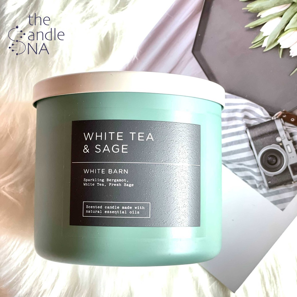 Nến thơm Bath and Body Works  White Tea & Sage 3 bấc