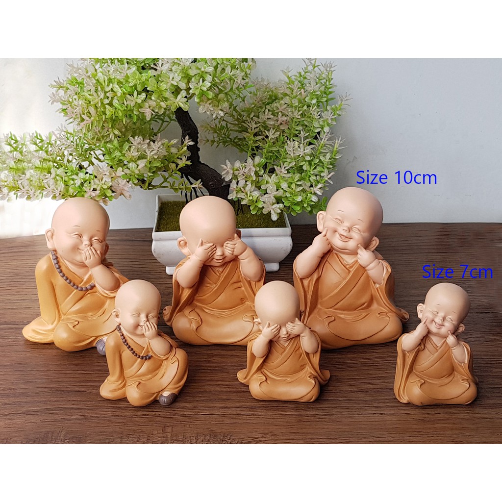 Bộ 03 chú tiểu áo nâu - mẫu Tam Không