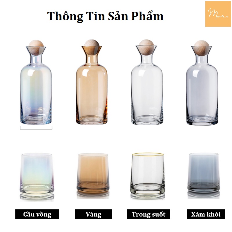 Bộ bình nước thủy tinh - 1.2L (4 màu)