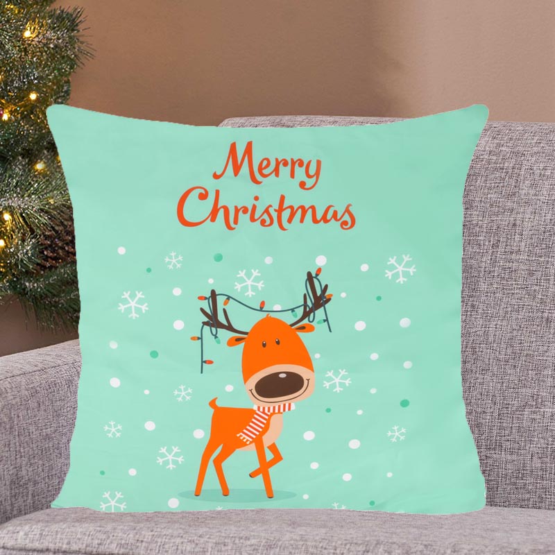 Vỏ Gối Hình Vuông 45 * 45cm Bằng Polyester In Họa Tiết Giáng Sinh Chống Bụi Trang Trí Nhà Cửa