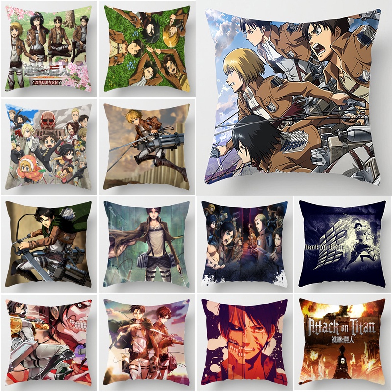 Vỏ gối in họa tiết anime Attack On Titan cỡ 45x45cm