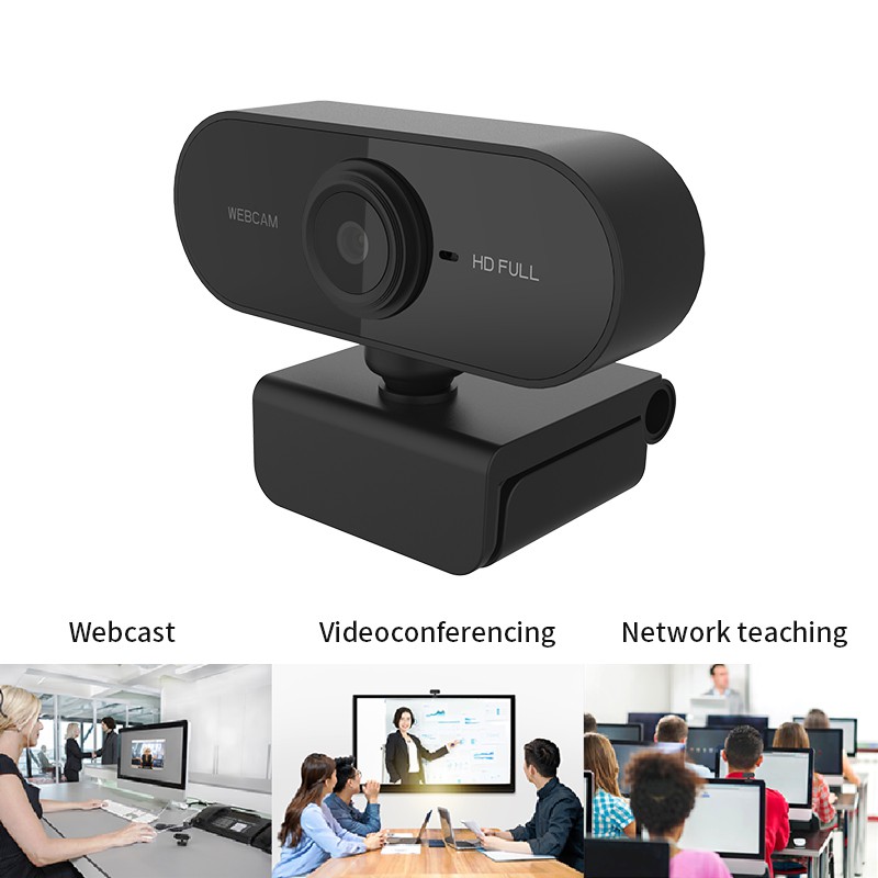 Webcam kèm mic HD 1080P có thể xoay dùng trong cuộc họp/hội nghị/gọi video/phát sóng trực tuyến dành cho máy tính PC