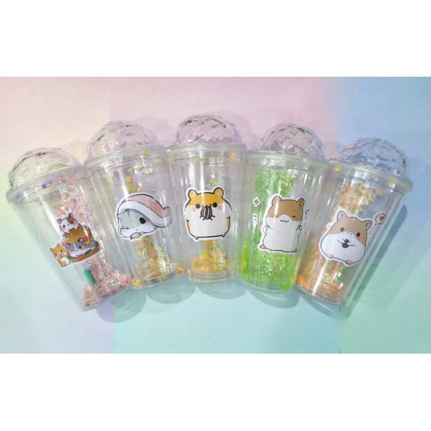 cốc 2 lớp kim tuyến hamster Phoebe CNKI29 cốc giữ nhiệt ly 2 lớp cốc làm lạnh dễ thương 500ml