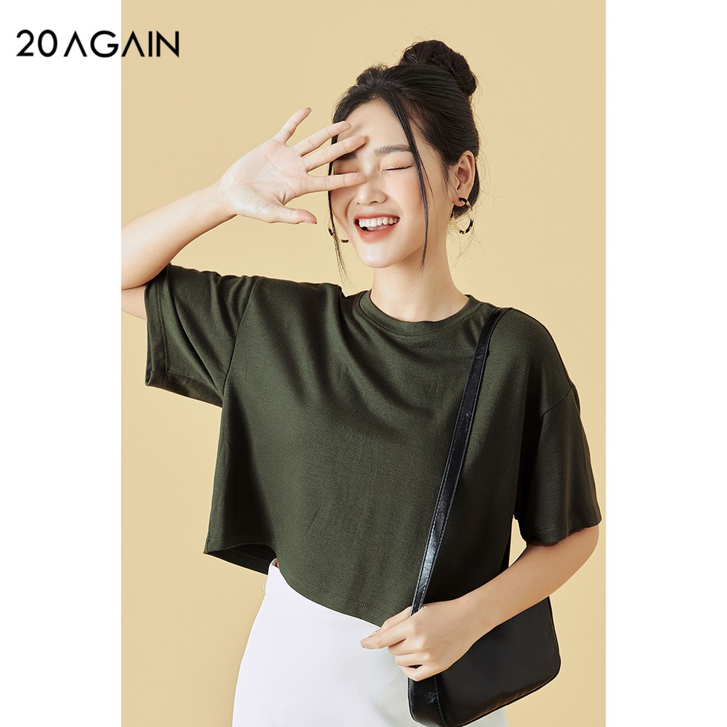 [Mã WABR1111 giảm 10% đơn 250K] Áo phông nữ ngắn tay cổ tròn 20AGAIN, khóa kéo thân sau, trẻ trung ATW1153 | BigBuy360 - bigbuy360.vn