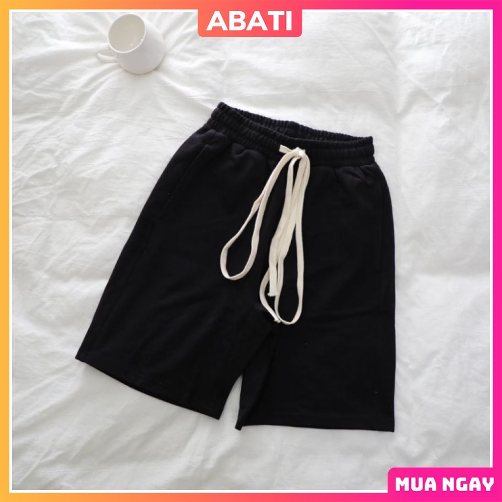 Quần sooc nam nữ form rộng basic unisex cao cấp ABATI Quần đùi nam nữ mặc nhà chất nỉ da cá mềm mịn thoáng mát thể thao