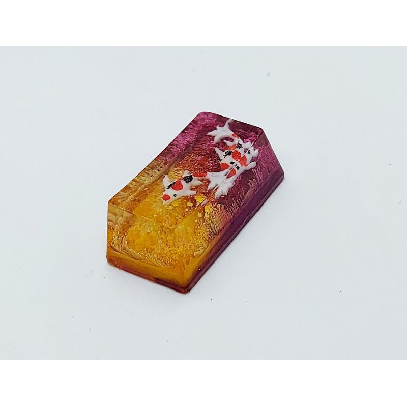 Keycap artisan cá koi 2U trang trí bàn phím cơ gaming (tone vàng đỏ)