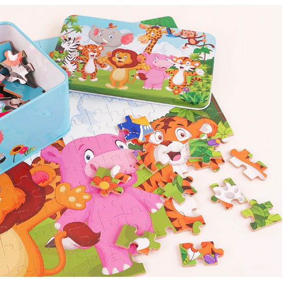 [CHỌN MẪU] Đồ chơi tranh ghép 200 miếng Puzzle hộp sắt cao cấp cho bé