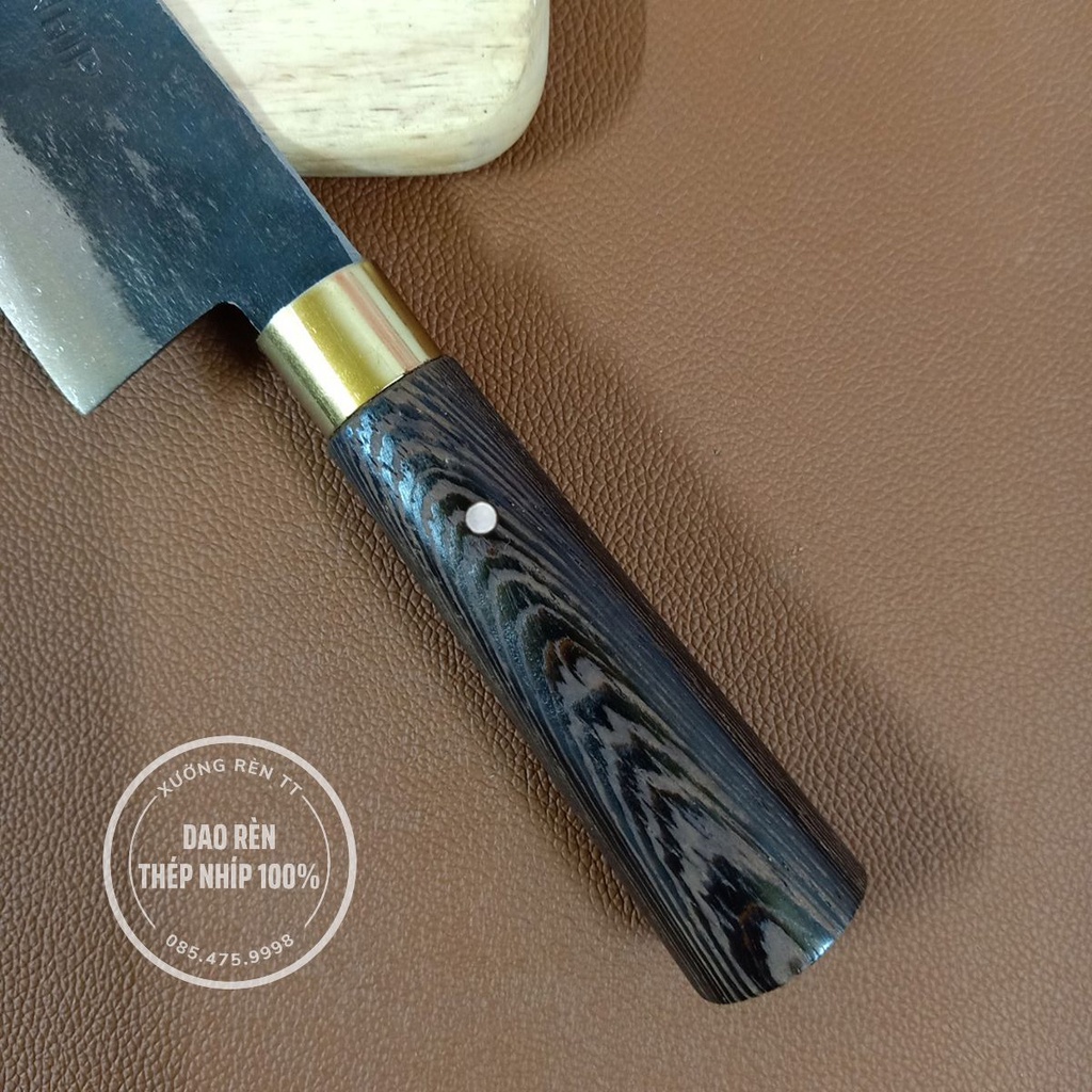 Dao Thái Lọc Thép Nhíp Nga - Dao Làm Bếp Rèn Thủ Công, Cán Gỗ Mun Cao Cấp