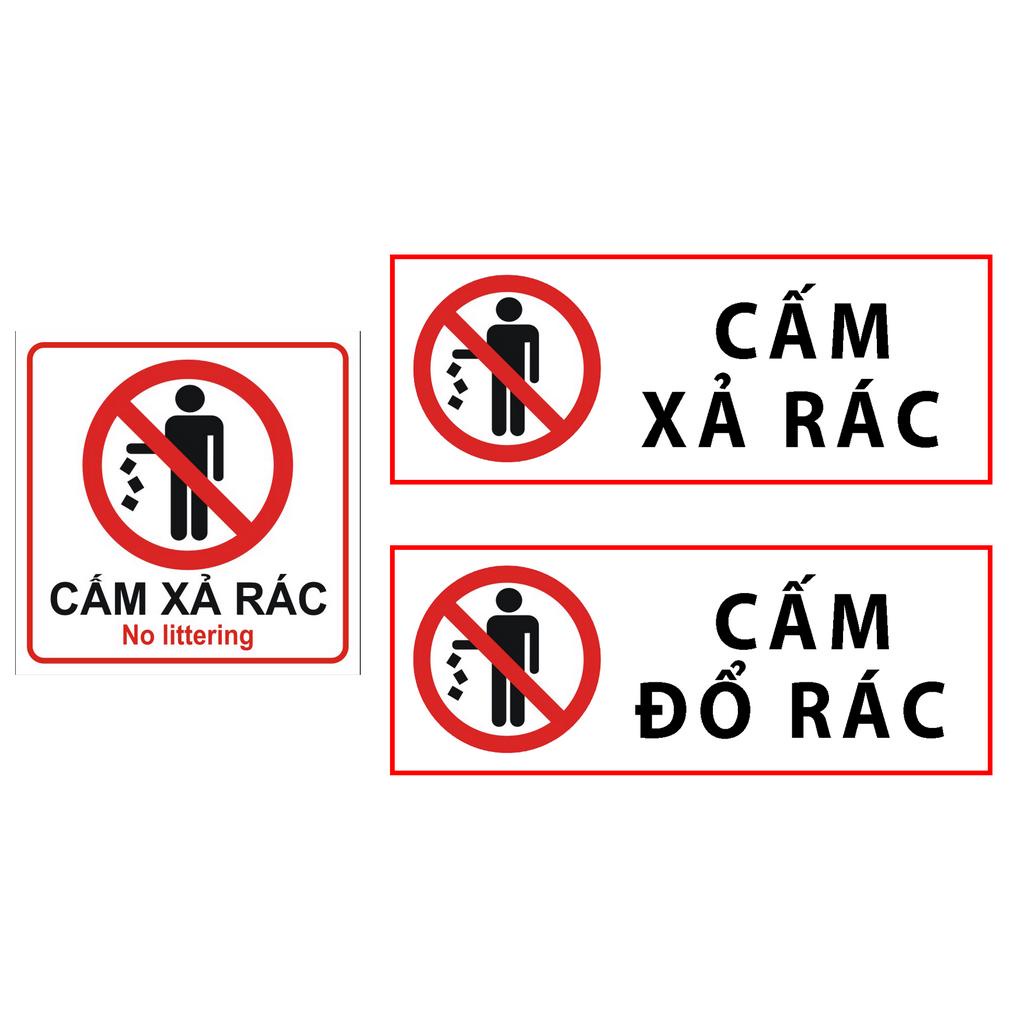 Hình dán biển báo CẤM ĐỔ RÁC, hình dán biển báo CẤM XẢ RÁC