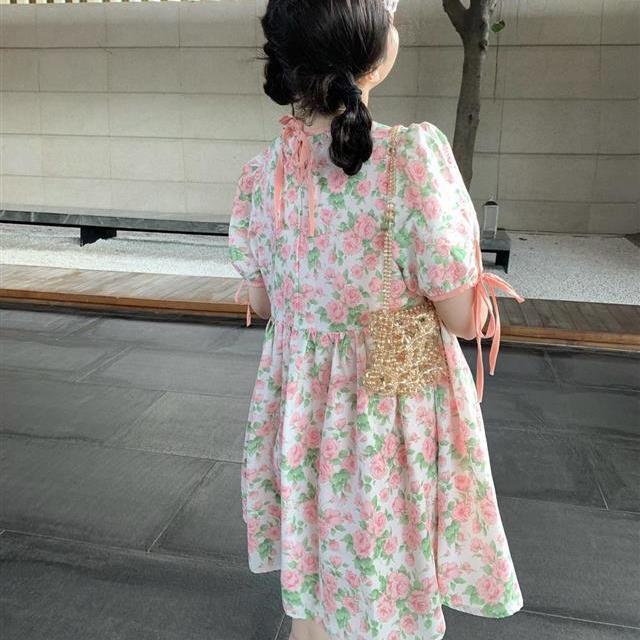 Đầm hoa hồng tay phồng thiết kế mới xinh xắn thời trang