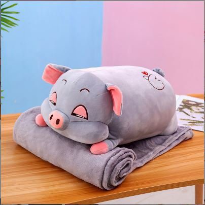 Chăn gối gấu bông cho bé đi học, bộ chăn gối văn phòng hình thú, chăn kèm gối hình thú nhồi bông cho bé